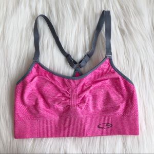 Pink & gray sports bra